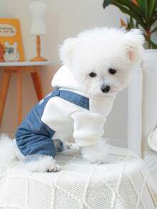 PETCIRCLE 1 pièce Vêtements pour animaux de compagnie, Pantalon à bavette pour chien, Tenue décontractée pour petit chien au printemps/été - Pantalon à bavette Wild Child - Multicolore - Voir 2