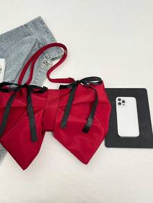 2026 New Cute Bow Crossbody Bag, Sweet Niche Design Shoulder Underarm Bag For Young Girls - Red - View 4