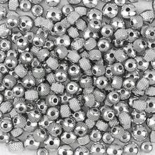 30-200 piezas Cuentas redondas de acero inoxidable, cuentas sueltas para hacer pulseras, collares, aretes, cuentas redondas pequeñas de precisión, con patrón de malla - Malla - Ver 8