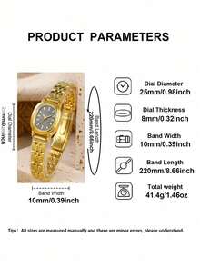 Women's Fashion Creative Multifunctional Compact Quartz Watch, Suitable For Daily Wear, Birthday Gift, Back To School, Thanksgiving, Romantic Occasions, Perfect Gift - Gold - View 7
