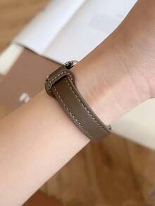 1pc Women's Leather Watch Band, Compatible With Huawei Watch Fit 1/Fit 2/Fit 3/Fit 4/Fit 4 Pro Smartwatch Strap - Chocolate Brown - View 4