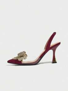 Geeyea A Pair Of Women's High Heels With A High-Quality Upper, Transparent Rubber Strips To Flatter The Foot Shape, And A Uniquely Shaped Stiletto Heel That Makes You Look Taller Without Being Tiring. Suitable For Weddings, Banquets, And Clubbing, Exuding A Sophisticated And Elegant Style. - 紅色 - 查看 7
