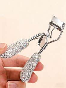 1pc Diamond-Studded High-End Synthetic Diamond Eyelash Curler With Rubber Grip, Durable, Portable, Stainless Steel Eyebrow Clip Eyelash Curler, Electroplated Stainless Steel Eyebrow Clip Eyebrow Razor - Multicolor - View 5