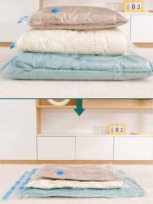 1/3/5Pcs Extra Thick Vacuum Compression Storage Bags, Reusable Roll-Up Space Saver For Clothes & Quilts. Waterproof, Moisture, Moth & Dust Resistant For Home, Bedroom, Dorm & Travel, Practical Student Essentials, Daily Storage & Nice Christmas Gift. - Multicolor - View 7