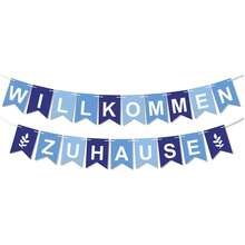 1set Welcome Home Banner German Letter Willkommen Zuhause Bunting Garland, Blue Willkommen Zuhause Banner & Hanging Swirl, Babyshower Gender Reveal Party Decorations Supplies, Party Decorations Supplies - View 4