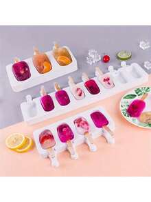 1pc 4/8 Cavity Silicone Ice Cream Mold, Popsicle Mold, Reusable, Easy Release, Suitable For Homemade Ice Pops, DIY Popsicle Mold - Multicolor - View 3