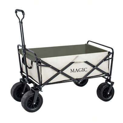 Vicyol S&D Carro Plegable de Playa y Camping. Carrito Todo Terreno con Ruedas, Carreta de Transporte con Bolsa y Mango Ajustable. Carretilla de Mano para Picnic, Jardin, Compras, etc.