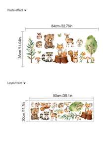 Watercolor Pirate Animals & Train Wall Stickers, Forest Animals Turtle Rainbow Decals, Removable Peel And Stick Wall Art For Kids Bedroom, Bathroom, Nursery, Playroom Decor, Room Decor, Stickers, Home Decor, Kitchen Decor, Wall Decor, Bathroom Decor, Decor, Wall Art, Bedroom Decor, House Decor, Peel And Stick Wallpaper, Wall Paper Peel And Stick, Wall Art For Living Room - Multicolor - View 11
