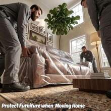 Furniture Cover Dust-Proof Moving Bag for Sofa and Boxes Clear Odorless Plastic 4mil Thick 92W x 42D x 62/41H Inches Tape Not Included - claro - Ver 7