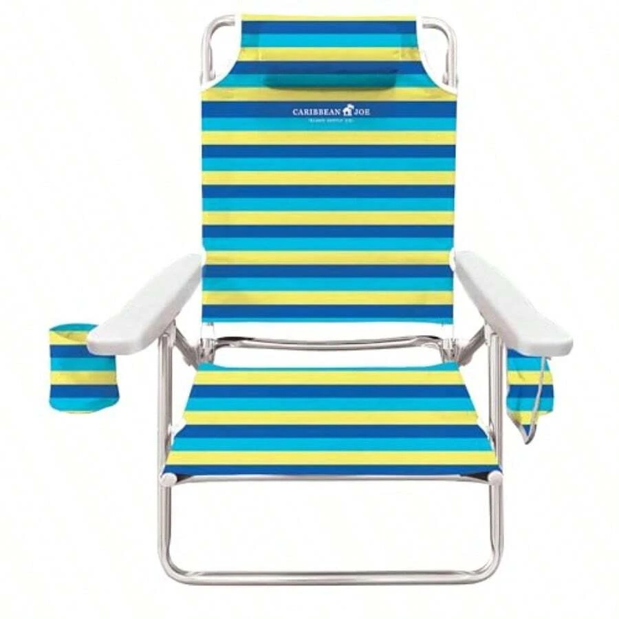 Caribbean Joe Chaby International Deluxe - Silla Plegable para Playa y Camping - Raya gruesa - Ver 1