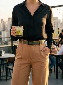 Women's Set Of Belts With Gold And Black Metallic California Buckle In Minimalist Faux Leather - 黑/綠/米色/藍 - 查看 10