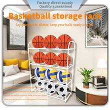 Multifunctional White Basketball Rack, Home Basketball Storage Stand - White - View 19