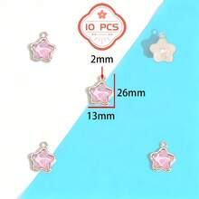 10/20pcs Random Pink Y2K Style Butterfly, Sun, Moon Enamel Pendant For DIY Necklace, Bracelet And Jewelry Making - Pink - View 11