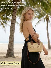 Mini Fashion Imitation Straw Handbag, Summer Vacation Beach Style Woven Bag Handheld And Crossbody Bag,Lightweight Casual Minimalist Straw Woven Bag, Perfect For Holiday Shopping And Gifting, Elegant Ladies Handbag,Women's And Girls' Bag, Wicker Bag, Holiday Essentials,Perfect For Travel, Vacation, Holiday & Beach, Travel Must Haves, Summer Straw Beach Bag For Women, Fashion Summer Vacation Bag, Beach Essentials Women Bags For Vacation & Holiday,Eye-Catching Beach Bag, Women's Summer Straw Beach Bag, Popular Women's Beach Bag, Fashionable Summer Vacation Bag, Essential Women's Beach Vacation Bag, Latest Vacation Bag[US Local Warehouse]The Best Gift Choice, Birthday Gift - 彩色 - 查看 5