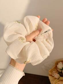 1个精致刺绣花朵发圈，优雅乡村风格发饰 - 彩色 - 查看 6