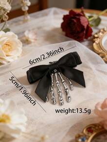 1件锌合金蝴蝶结派对头饰，复古骷髅手爪发夹，四季皆宜 - 彩色 - 查看 7