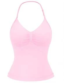 YEOREO SoftHue Impact LonglineStrappy Top Women's Halter WorkoutTank Tops Backless Gym Longline WithAdjustable Strap - 粉色 - 查看 5