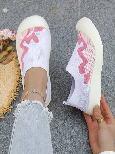 Breathable Knit Slip-On Loafers For Women, Casual Soft Bottom Lightweight Comfortable Shoes For Mothers