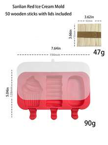Khuôn làm kem que silicon 3 trong 1 họa tiết kẻ caro | Khuôn làm kem tự chế | Kèm 50 que gỗ | Họa tiết waffle 3D | Thích hợp cho dã ngoại/tiệc tùng | Chất liệu silicon - Nhiều màu - Xem 10