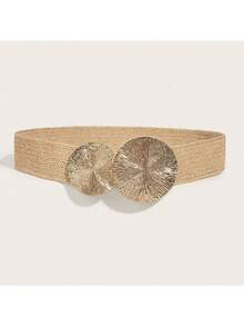 Cinto feminino de cor sólida, estilo retrô, fofo, elegante, chique, para festas de rua, sexy e para o trabalho, com elástico na cintura (1 unidade). Adequado para todas as estações. - Camelo - Ver 3