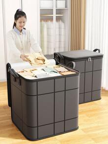 1pc Foldable Fabric Storage Box, Made Of High-Quality Thick Fabric, Designed With Lid Storage Basket To Save Space, Can Be Used To Store Bedding, Clothes And Toys. Reinforced Handle, Smooth Zipper, Suitable For Living Room, Bedroom And Wardrobe Storage. Available In Multiple Sizes, Soft Bag Design Without Internal Frame. - Grey - View 2