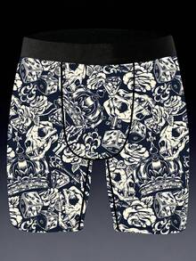 DOKER 1 chiếc quần boxer nam kiểu dáng độc đáo, họa tiết Chicano, tông màu retro tối, chất liệu vải dệt kim, kiểu dáng thể thao rộng rãi, thoáng khí và thấm hút mồ hôi, mềm mại và thân thiện với da, quần lót boxer thể thao thường ngày. - Nhiều màu - Xem 2