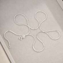 925 Sterling Silver Necklace, Unisex Minimalist Snake Bone Chain Necklace, Collarbone Chain For Men And Women - White - View 24