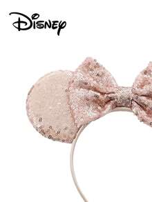 Disney 1pc Champagne Glitter Headband - Festive Party Headpiece, Photoshoot Prop, Amusement Park Accessory, Suitable For Birthday Party And Easter Events, Adorable Bow Cartoon Hair Clip, Princess Costume Accessory Hair Band Hair Hoop Hairband - Multicolor - View 2