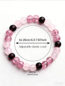 YAUKIA Braccialetto da donna in quarzo fragola & quarzo rosa, simbolo di felicità e amore, adatto, gioiello unisex alla moda - Multicolore - Visualizzare 6