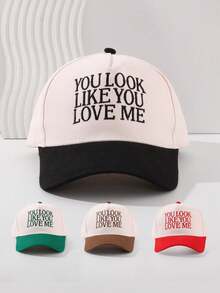 1顶男士“你看上去像爱我”刺绣字母卡车帽，街头休闲棒球帽，适合春季、秋季、旅行、海滩度假 - 刺繡棒球帽 - 查看 10