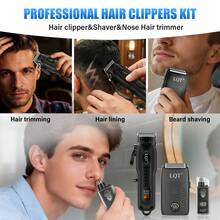 3件套/2件套/1件套男士理容套装 - 可充电理发器、胡须修剪器、电动鼻毛修剪器和剃须刀，无线多功能家用理发套装，USB充电，方便在家理发、修剪胡须和个人护理，节日、父亲节的理想礼物 - 查看 8