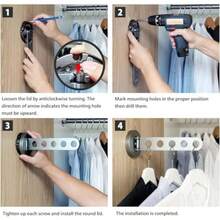 Greatim - Percheros plegables para colgar ropa ahorro de espacio sistema de colgar ropa en la pared estante de secado de ropa color gris hierro - Gris Hierro - Ver 6