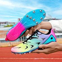 Giày điền kinh nam, giày chạy bộ chuyên nghiệp, giày thể thao thi đấu, nhẹ, thoáng khí, chống trượt, chống mài mòn, giày thể thao tập luyện và thi đấu cự ly ngắn, giày unisex dành cho người lớn nam và nữ, giày thể thao thoải mái và bền bỉ trong mọi thời tiết. - Màu xanh lam - Xem 2