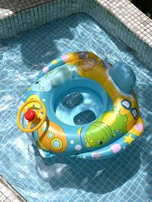 1个儿童游泳池座椅圈，可爱充气漂浮座椅圈，带双把手，适合儿童学习游泳，也可用于浴缸、泳池、夏季游泳，卡通造型座椅圈。 - 彩色 - 查看 9