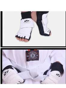 1 Set Taekwondo Foot Protector, Foot Back Guard, Training Equipment, Competition Fighting Protective Gear - Black and White - View 3