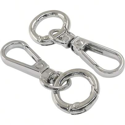 2 Pcs Swivel Snap Hooks With Key Rings, Opening Metal Swivel Lobster Claw Clasps Key Chain Clip, Lanyard, Crafts, Jewelry Making, Bags And Accessories(Silver)