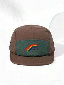 男士彩虹骄傲图案五片帽 | 可调节短帽檐老爹帽 | 休闲街头风棒球帽，节日礼物 - 彩虹帽 - 查看 11