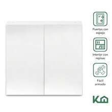 Kingshouse Botiquín con Espejo para Baño con 2 Puertas - Color Blanco - Gabinete Organizador con Repisas - 60x14x60 cm - Melamina 16 mm - Mueble Armable para Hogar - Blanco - Ver 4