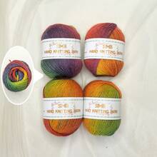 4 X 50g Gradient Rainbow Knitted Yarn, Fresh And Bright 100% Knitted Warm Yarn, Suitable For Sweater Knitting, Christmas Scarf Crochet, New Year's Gift, Home Decor DIY - A - View 24