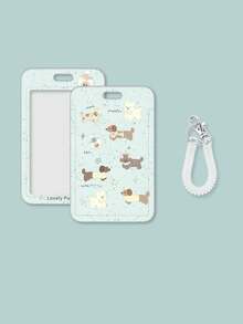 1pc 2D Minimalist Cat Pattern Durable Lanyard Badge Holder, Multi-Function Card Protector, Photo Card Storage Keychain Cover, First Day Of School - Multicolor - View 5