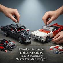 915pcs Muscle Car Building Blocks, Flame Convertible Sports Car Model, Assembly Toy, Adult Collectible Desktop Decor Gift, Vintage Flame Convertible Car Bricks | Recreate American Classic, Mechanical Supercharged Muscle Car Bricks 943pcs Movie-Themed Sports Car Model, Openable Doors Collectible Decor, Non-Electric - Multicolor - View 9