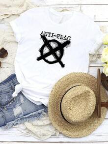 Camiseta de mujer con estampado ANTI-FLAG HARDCORE PUNK ROCK, talla unisex S-3XL - Blanco - Ver 1