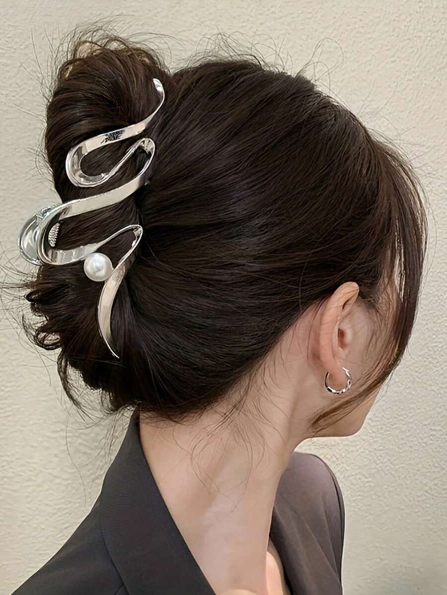 大号波浪发爪夹，女士发饰，盘发造型工具，金属发爪，发夹 - 彩色 - 查看 1