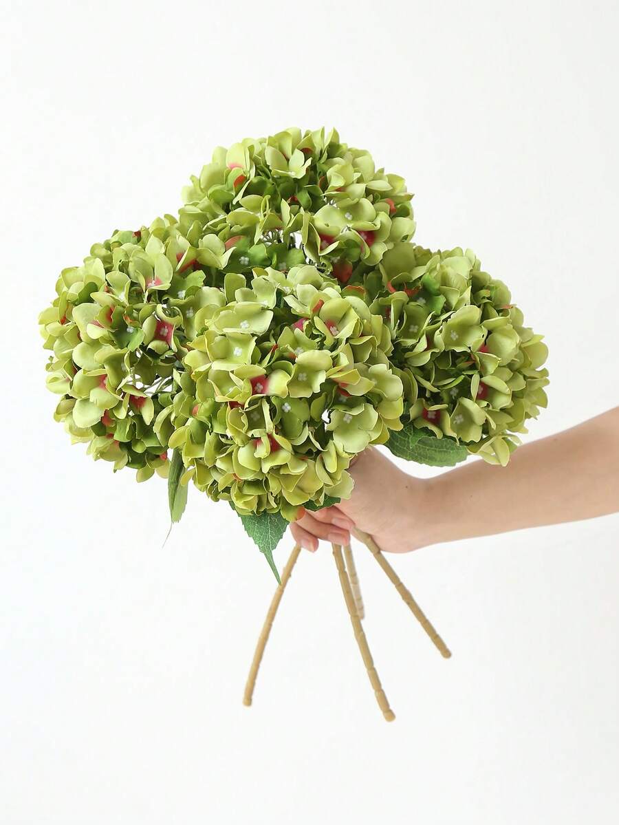 1/3 bông hoa cẩm tú cầu lụa màu xanh lá cây, kích thước 16,9 inch, có cuống, dùng để trang trí bàn làm việc, nhà cửa, văn phòng, sân vườn, đám cưới, trang trí DIY, hoa nhân tạo. - màu xanh lá - Xem 1