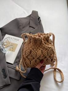 Small Design With Unique Style, Cross-Slung Shoulder Dual-Purpose Versatile, Bucket Shape Storage Practical, Hollowed-Out Technology Fresh And Chic, Beach Vacation Travel Suitable, Simple Fashion To Show Lazy Atmosphere Sense, - Multicolor - View 12