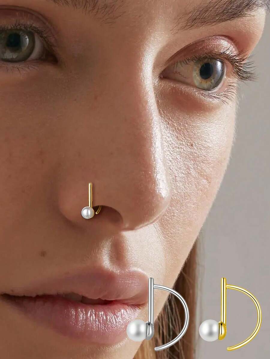 1 chiếc khuyên mũi ngọc trai tối giản bằng bạc Sterling S925, thích hợp để đeo hàng ngày, đi du lịch hoặc làm quà tặng. - đơn - Xem 1