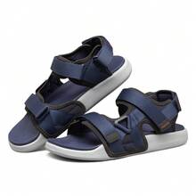 Skechers 新款男士沙滩凉鞋，轻便休闲鞋，百搭露趾拖鞋 - 寶藍色/黑色 - 查看 3