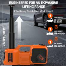 3-In-1 Electric Car Jack 5T 12V With Compressor & LED, 135-450mm Hydraulic Lifter, Comprehensive Emergency Kit With Emergency Hammer For SUVs/Cars - 橘色 - 查看 7