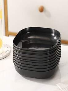 Bộ 10/8/6/5/4 đĩa đen, đĩa đựng trái cây, đĩa đựng các loại hạt, đĩa đựng xương, đĩa ăn nhẹ, đĩa đựng lúa mì, đĩa đựng trái cây khô, đĩa bánh cưới tái sử dụng, đĩa salad ăn nhẹ cho tiệc tùng, thích hợp cho du lịch, cắm trại, dã ngoại. - Nhiều màu - Xem 2
