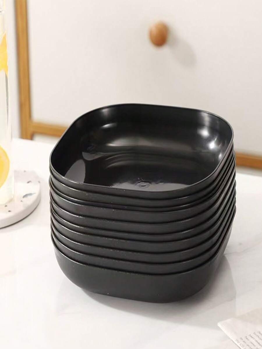 Bộ 10/8/6/4/2 đĩa đen, đĩa đựng trái cây, đĩa đựng các loại hạt, đĩa đựng xương, đĩa ăn nhẹ, đĩa đựng lúa mì, đĩa đựng trái cây khô, đĩa bánh cưới tái sử dụng, đĩa salad ăn nhẹ cho tiệc tùng, thích hợp cho du lịch, cắm trại, dã ngoại. - Nhiều màu - Xem 1